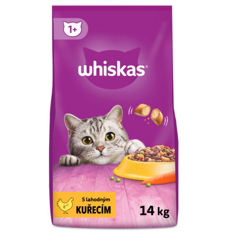2x Whiskas Dry s kuracím mäsom a pečeňou 14kg