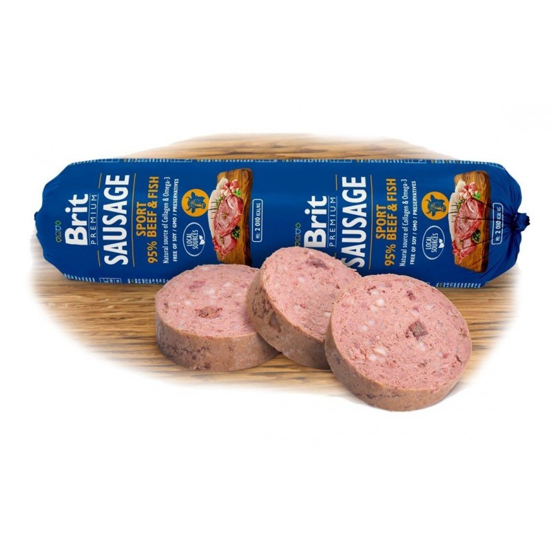 Brit Sausage Beef & Fish-Sport formula 800g (min. odběr 12 ks)
