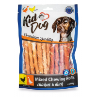 KIDDOG mix buvolích tyčinek s kuřecím a kachním masíčkem - 8 mm/12 cm 250 g (min