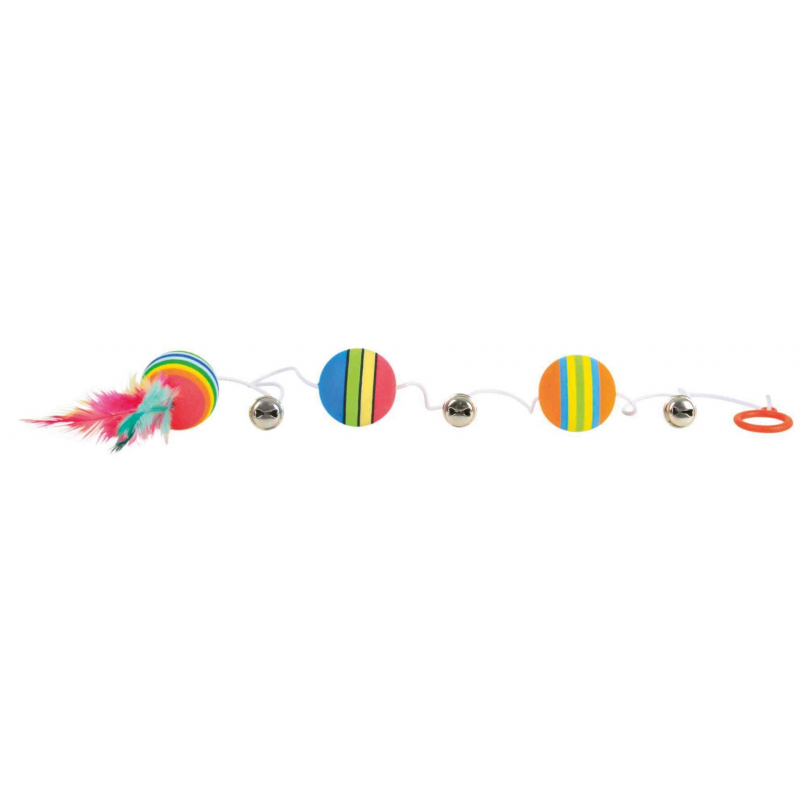 Dúhové loptičky na šnúrke s rolničkami 3,5 cm/80 cm