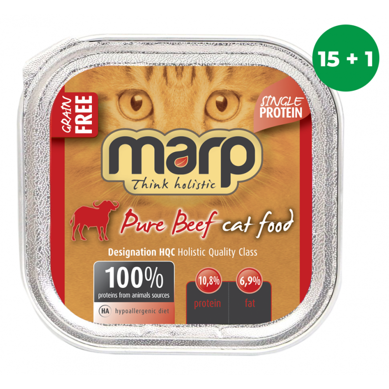 Marp Beef vanička pre mačky s hovädzím 16x100g (15 + 1 ZDARMA)