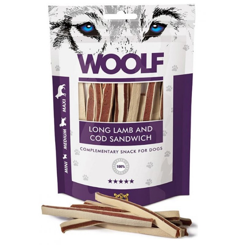 WOOLF Lamb and cod sandwich long 100g