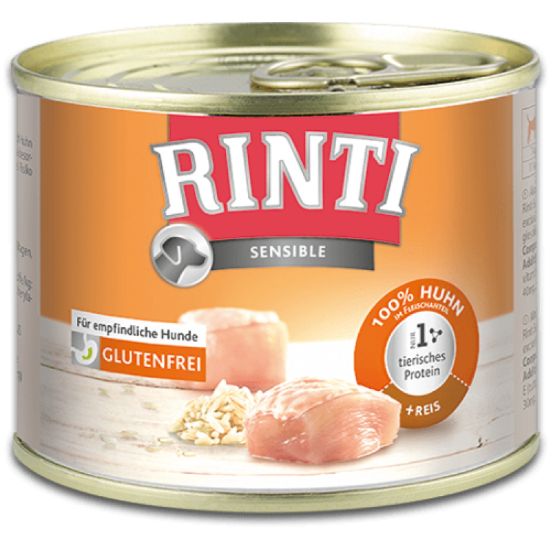 Rinti Dog Sensible konzerva kura+ryža 185g