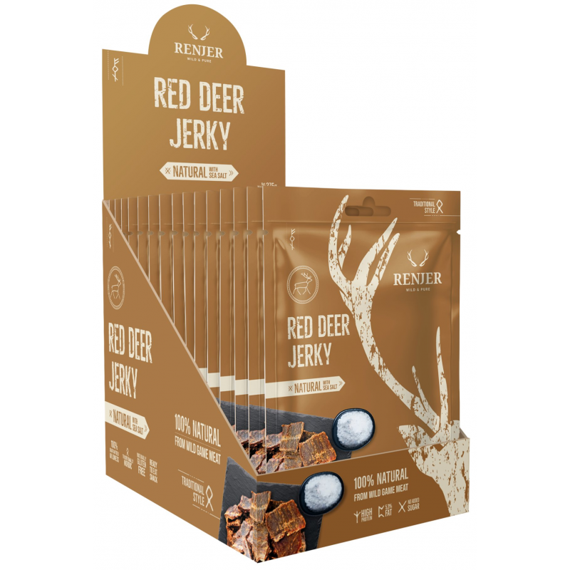 RENJER Modern Nordic Red Deer (Jelenie) Jerky Sea Salt 300g - display