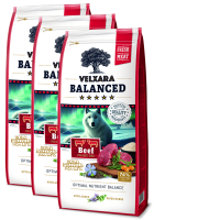 3x Velxara BALANCED Dry FM Dog Adult Monoprotein Beef & Rice 12 kg