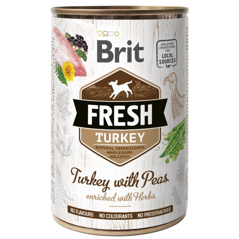 Konzerva Brit Dog Fresh Turkey with Peas 400g