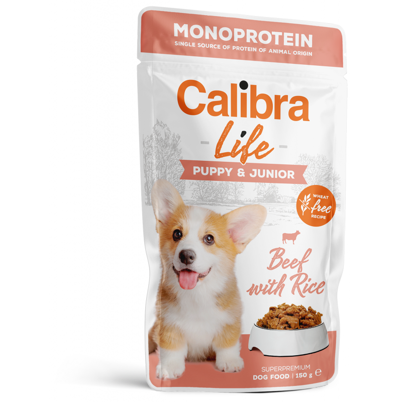 Calibra Dog Life vrecko Puppy&Junior Beef 150g