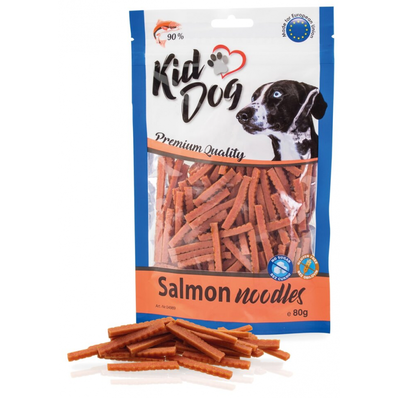 KIDDOG masové nudličky - losos pro malé psy a kočky 80 g (min. odběr 5 bal.)