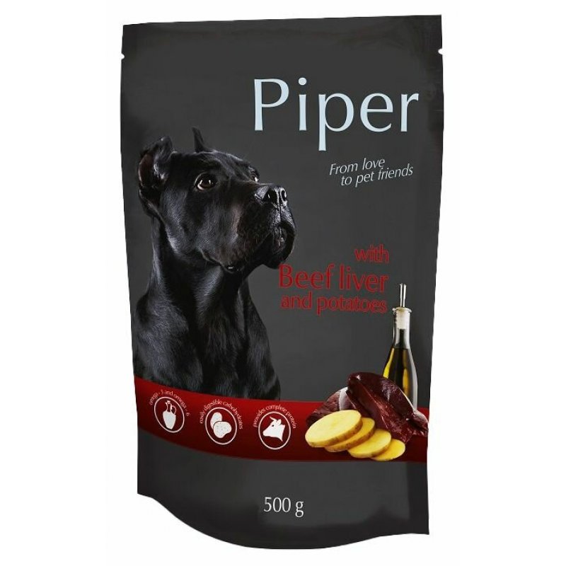 PIPER s hovädzími pečeňou a zemiakmi, kapsička pre psov 500g