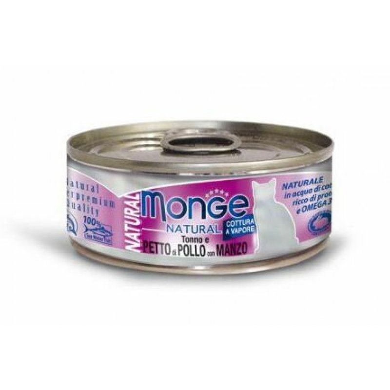 MONGE NATURAL kuracie mäso s hovädzím pre mačky 80 g