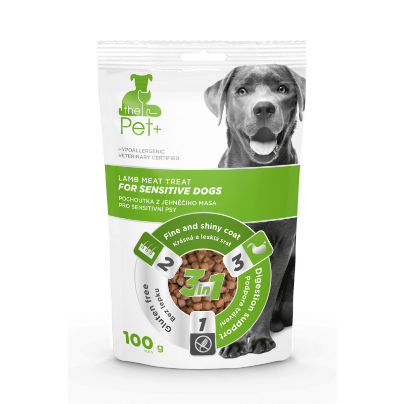Pochúťka Pet+ 3v1 pes FOR SENSIT DOGS jahňacia 100g