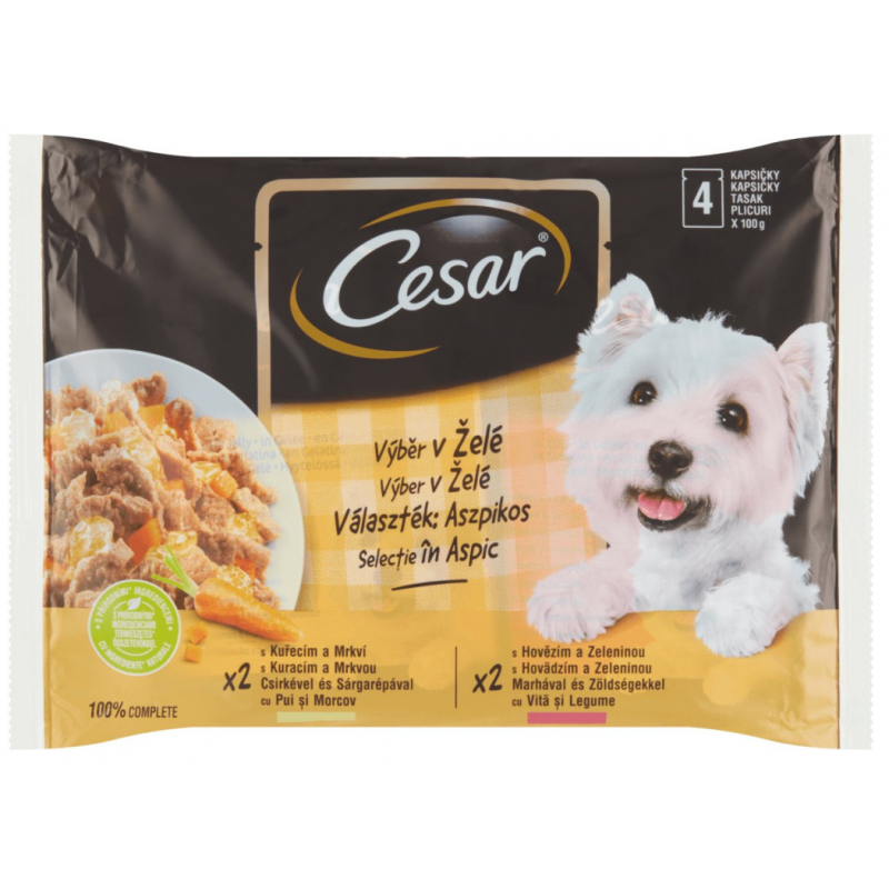 Cesar Selection vrecko v želé 4x100g