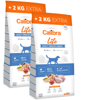 2x Calibra Dog Life Adult Medium Breed Chicken 12kg + 4kg