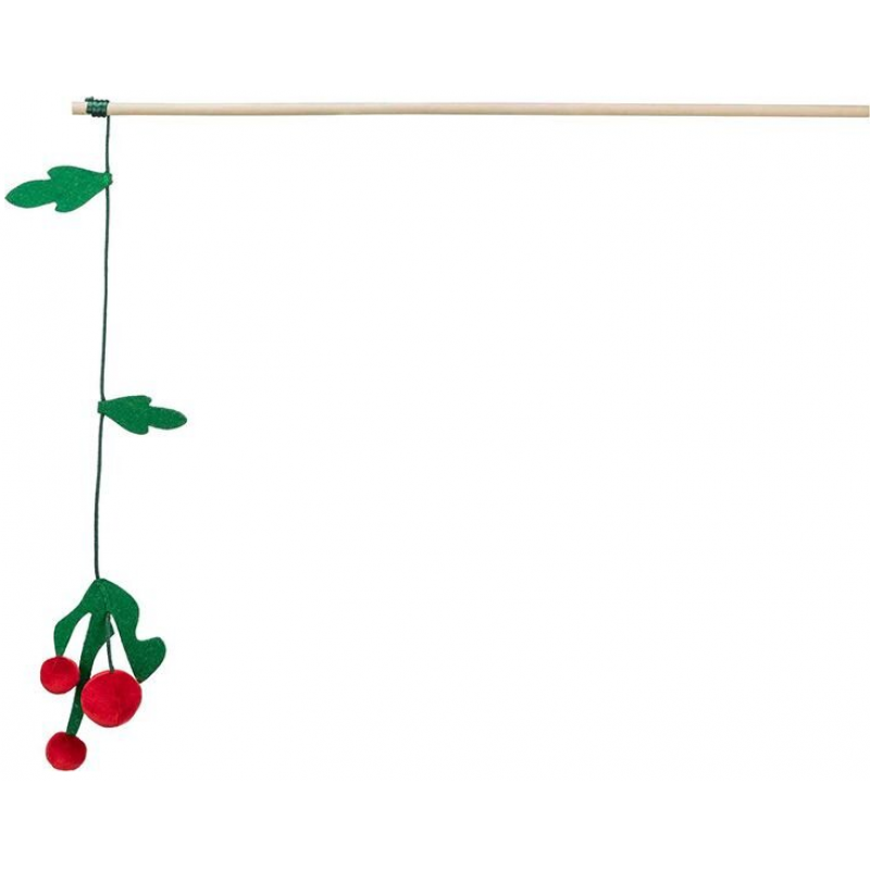 Xmas vianočný prút pre mačky 48 cm, s imelom, hrkajúce, drevo/polyester