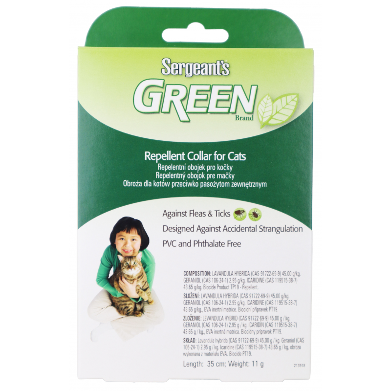 Sergeanťs Green obojek pro kočky 35cm 1ks