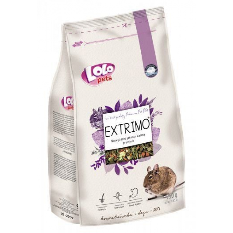 EXTRIMO kompletné krmivo pre degu čilské v sáčku so zipsom 750 g