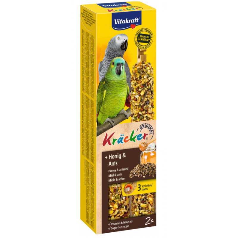 Vitakraft Bird Kräcker honey African parrot tyčky 2ks