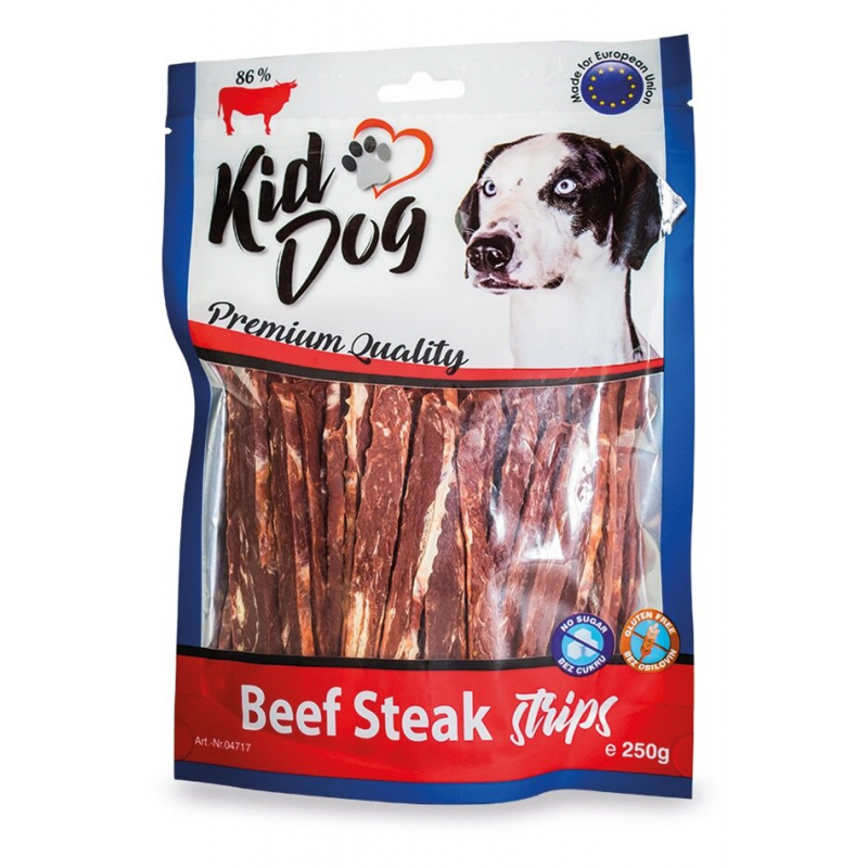 KIDDOG hovězí steak v proužku 250 g (min. odběr 5 bal.)