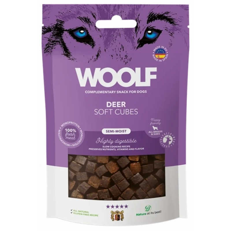 WOOLF pochúťka Soft Cubes Deer 100g