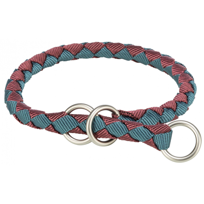 Obojok CAVO okrúhly polosťahovací, L: 47-55 cm/ø 18 mm, sangria/petrolejová