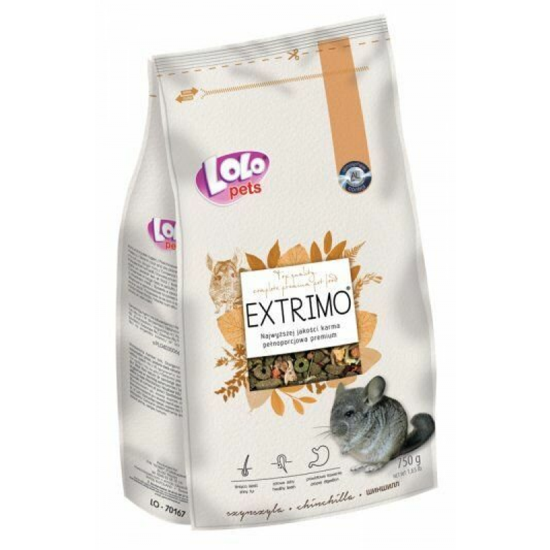 EXTRIMO kompletné krmivo pre činčily v sáčku so zipsom 750 g