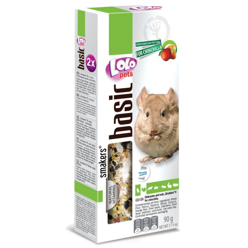 LOLO SMAKERS 2 klasy s ovocím a orechmi pre činčily 90 g