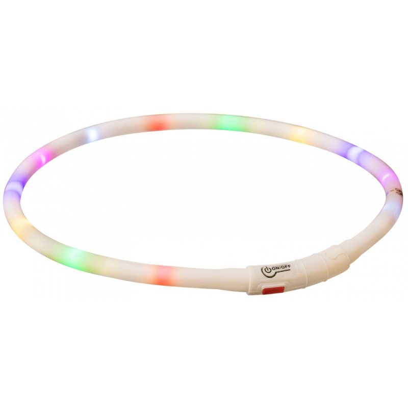 Flash USB svietiaci silikónový obojok, XS-XL: 70 cm / 10 mm, multicolor (RP 0,08