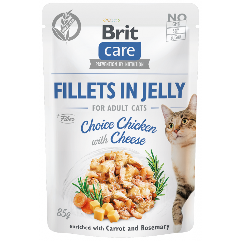 Brit Care Cat Fillets in Jelly Chicken&Cheese 85g