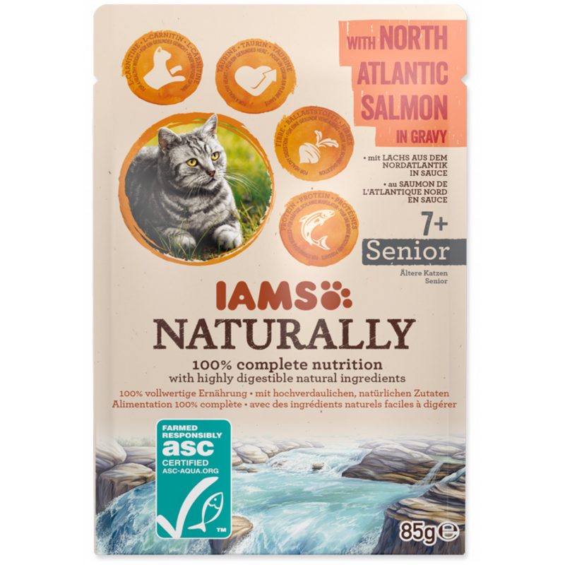 Iams Cat Senior losos v omáčke vrecko 85g