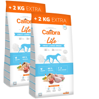 2x Calibra Dog Life Adult Large Breed Chicken 12kg + 4kg