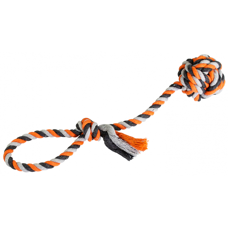 Preťahovadlo HipHop bavlnená lopta 7 cm, 38 cm/130 g šedá, tm.šedá, oranžová