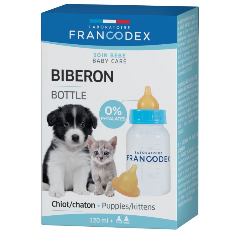 Francodex Fľaša pre kŕmenie šteniat a mačiatok 120ml