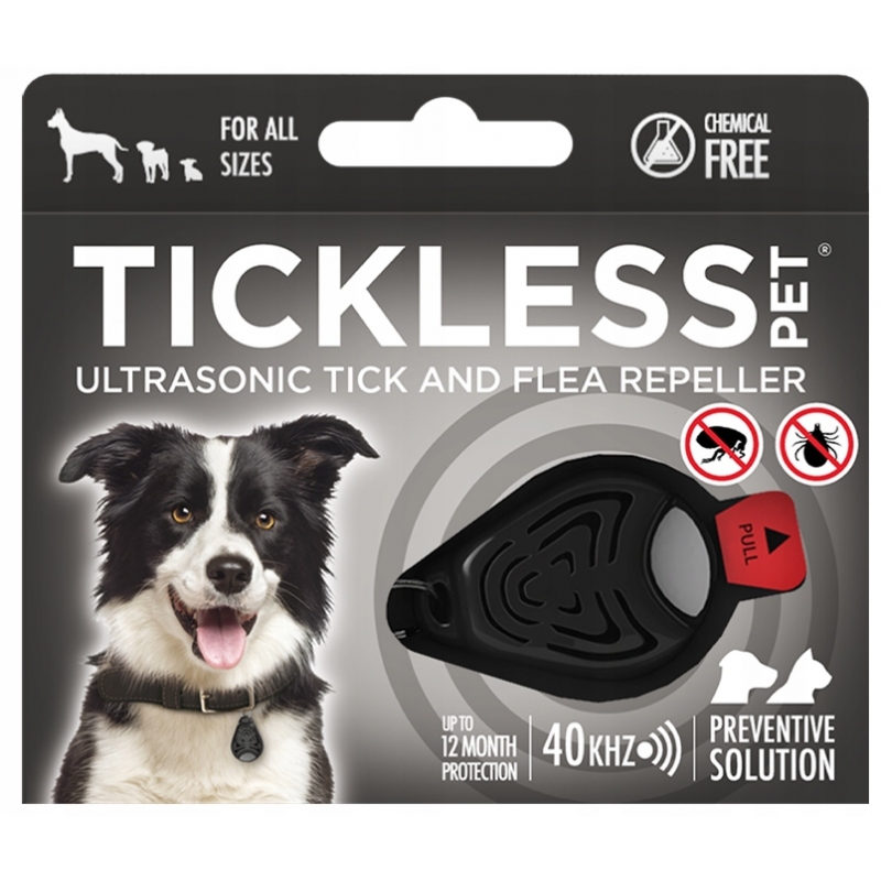 TICKLESS PET Ultrazvukový odpudzovač kliešťov a bĺch pre psov Čierná
