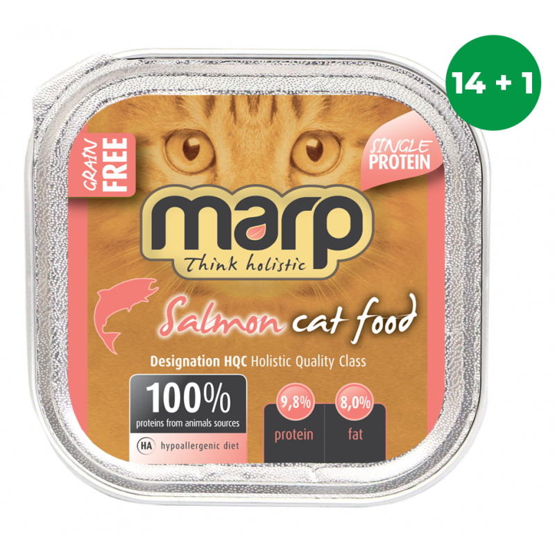 Marp Salmon vanička pre mačky s lososom 15x100g (14 + 1 ZDARMA)