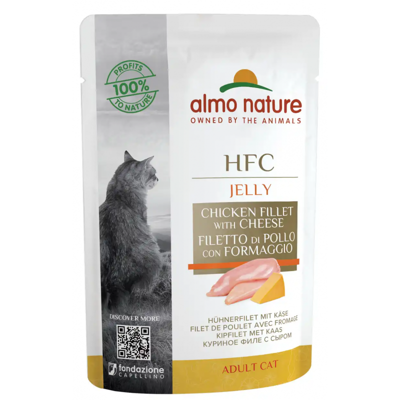 Almo Nature HFC Jelly - Kuracie filé a syr v želé 55g (odber 24 ks)