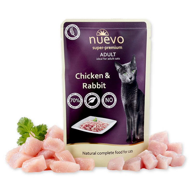 Nuevo mačka vrecko adult kura a králik 85g