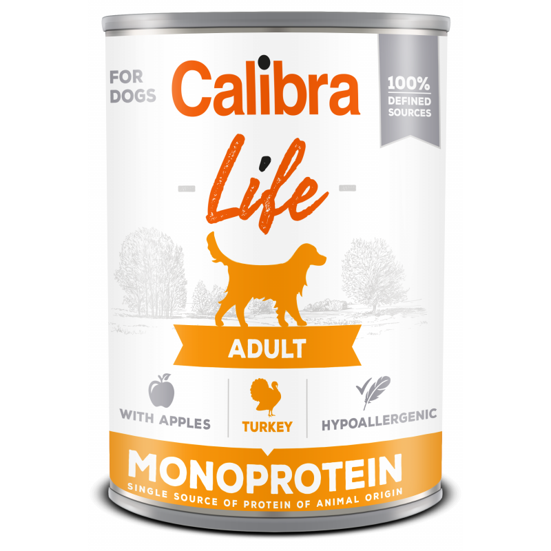 Calibra Dog Life konz. Adult Turkey with apple 400 g (min. odběr 6 ks)
