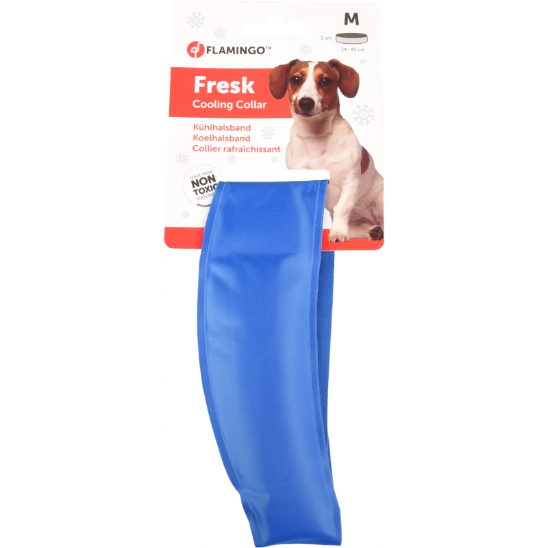 Flamingo Chladiaci obojok pre psov modrý M 28-36cm