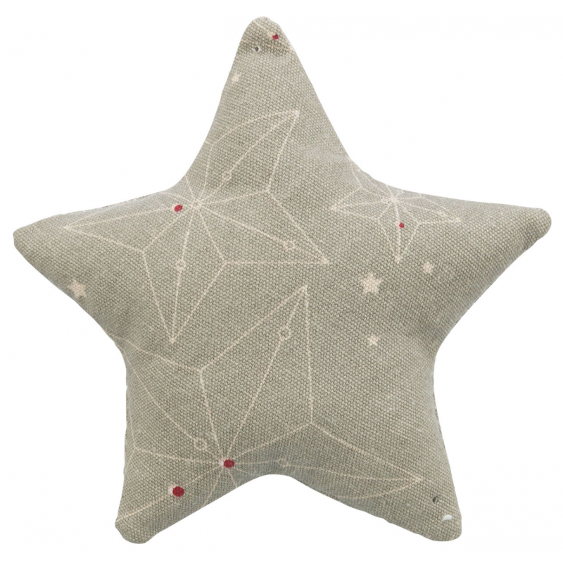 Xmas STAR - vianočná hviezda vankúšik, s catnipom, 10 cm, béžová