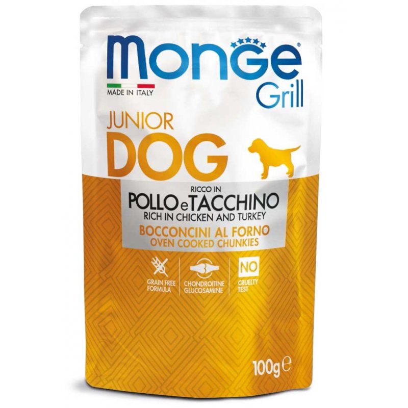 MONGE GRILL JUNIOR kapsička kuracie s morkou pre šteňatá 100 g