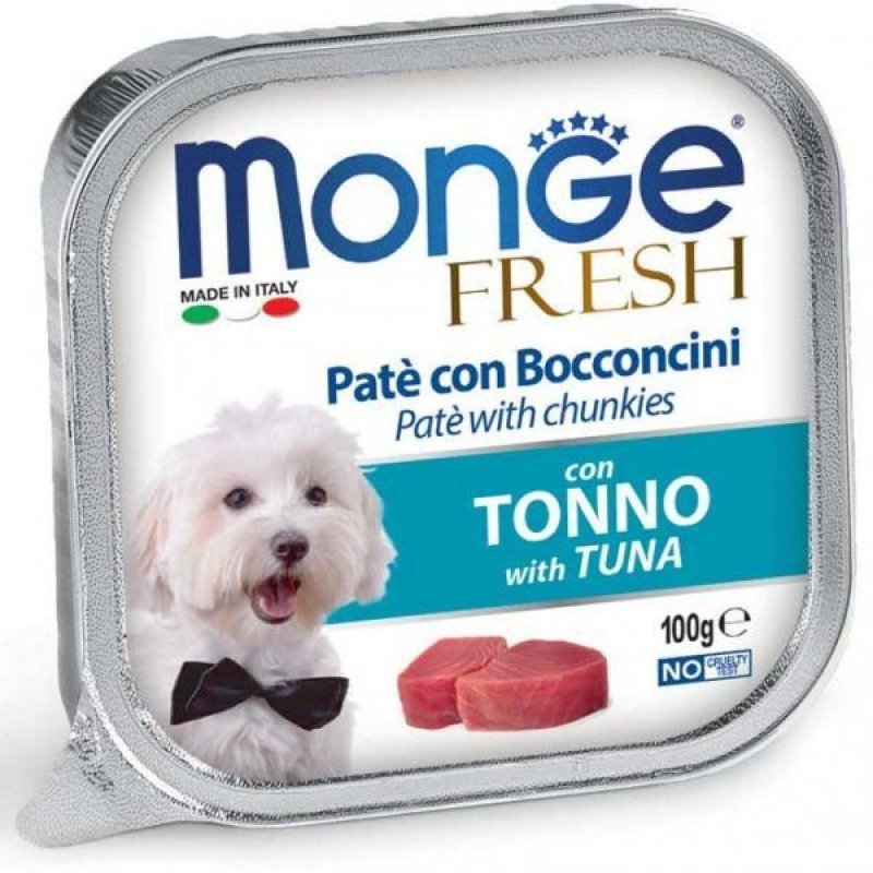 MONGE FRESH - paštéta a kúsky s tuniakom 100 g pre psov