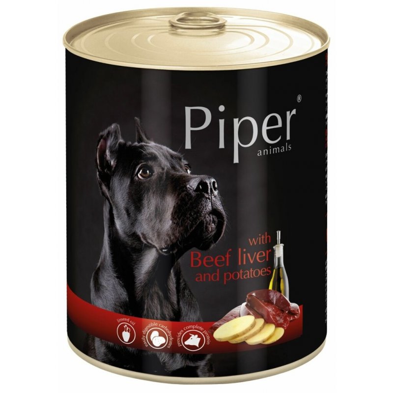 PIPER s hovädzou pečeňou a zemiakmi, konzerva pre psov 800g
