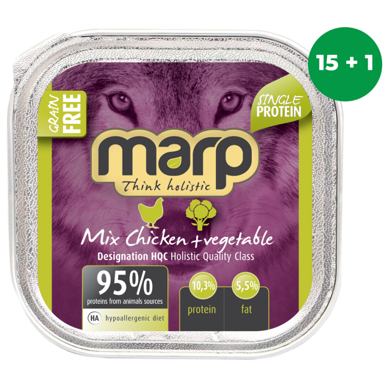 Marp Mix vanička pre psy kura+zelenina 16x100g (15 + 1 ZDARMA)