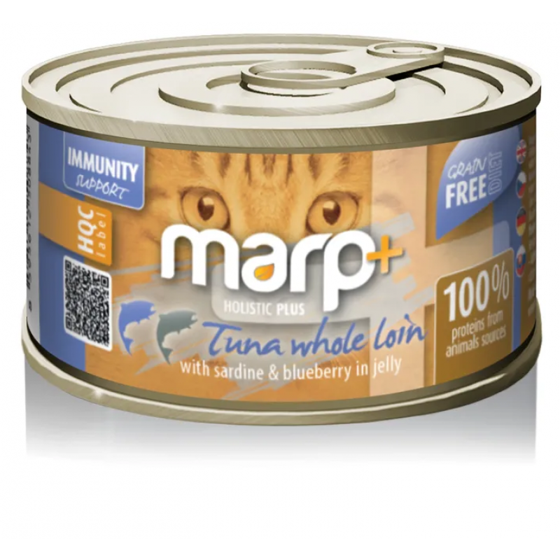Marp Holistic Plus konz. pre mačky – Tuniak so sardinkami a čučoriedkami v želé