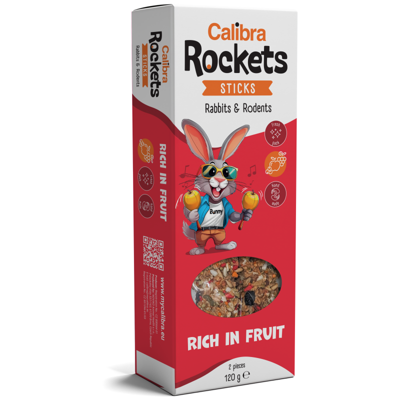 Calibra Rockets Sticks Rabbits&Rodents Fruits 120g