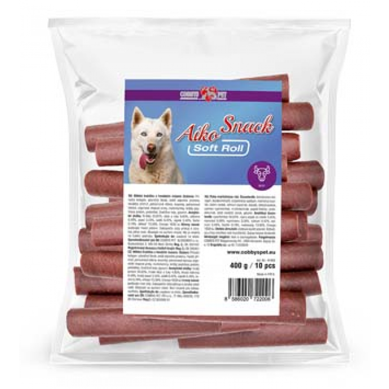 Pochúťka pes Mäkká trubička s hovädzím mäsom 10ks/400g