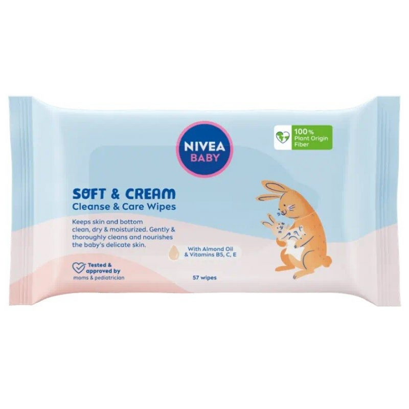 Nivea Baby obrúsky čistiace Soft&Cream 57ks