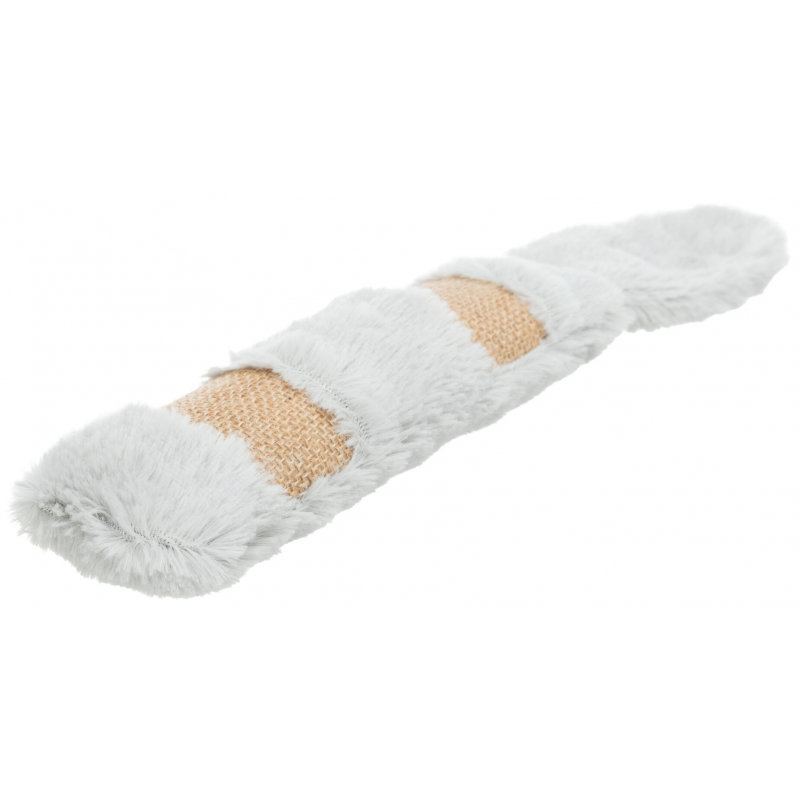 Poduška s chvostom XXL, plyš/juta/catnip, šuštiaca, 39cm