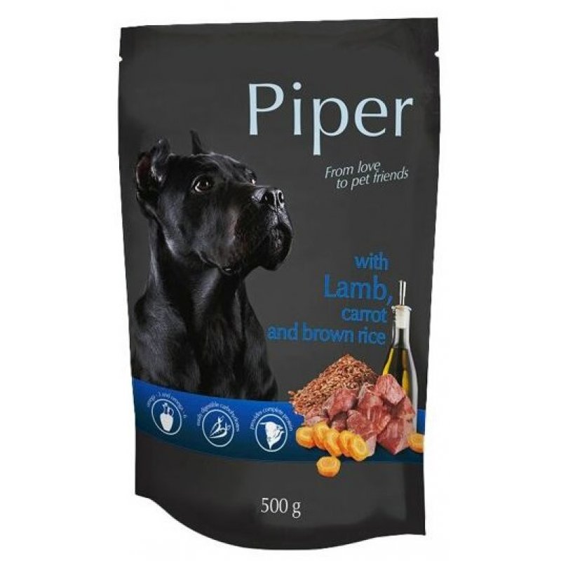 PIPER s jahňacím, mrkvou a ryžou, kapsička pre psov 500g
