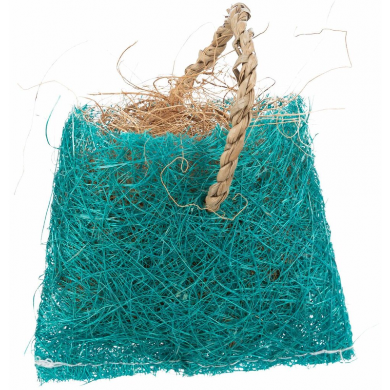 Taštička s kokosovým vláknom - hračka pre hlodavce, sisal, 10 x 13 cm, modrá